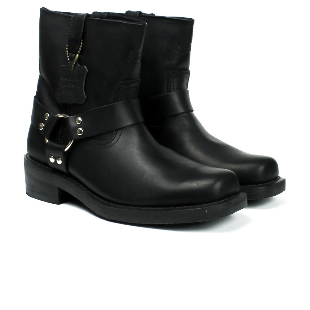 Fuda Black Leather Moto Boots like Frye Boots